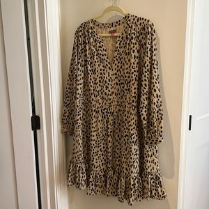 Vince Camuto Long Sleeve Tiered Animal Print Plus Dress